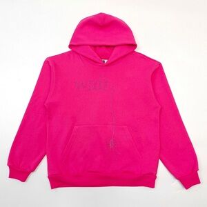 Bold Pink Sweater with Hood and Long Sleeves